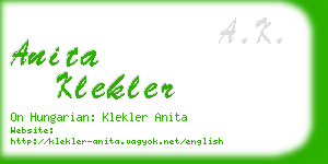 anita klekler business card